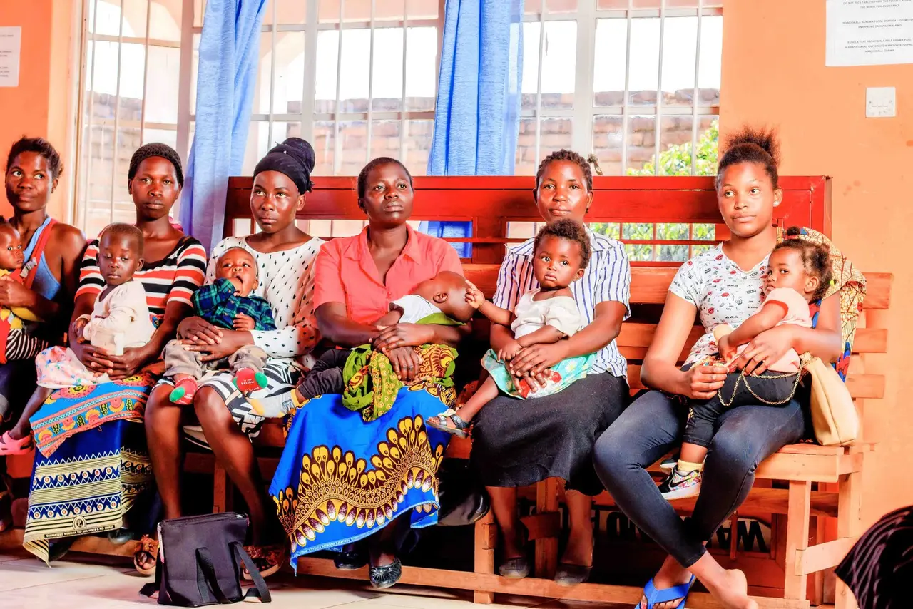 Mothers with their babies waiting at the clinic